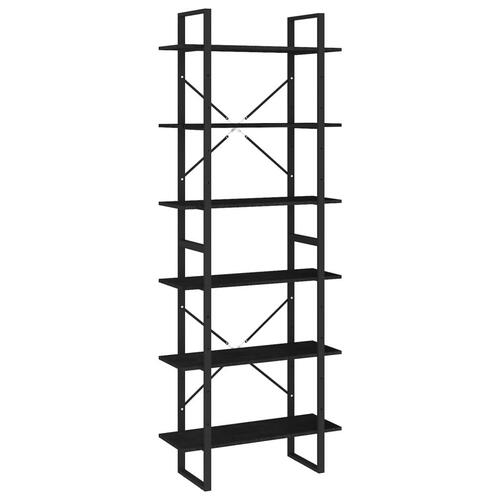 Reol 80x30x210 cm massivt fyrretræ sort