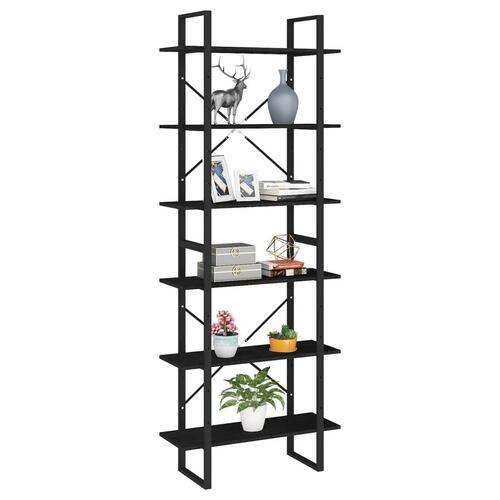 Reol 80x30x210 cm massivt fyrretræ sort