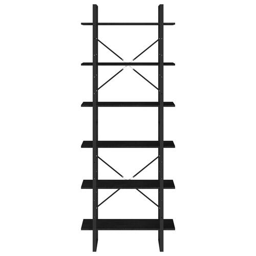 Reol 80x30x210 cm massivt fyrretræ sort