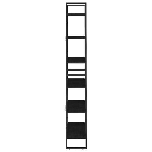 Reol 80x30x210 cm massivt fyrretræ sort