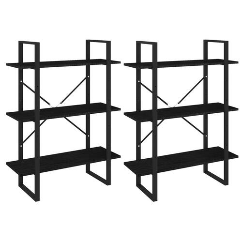 Reol 80x30x210 cm massivt fyrretræ sort