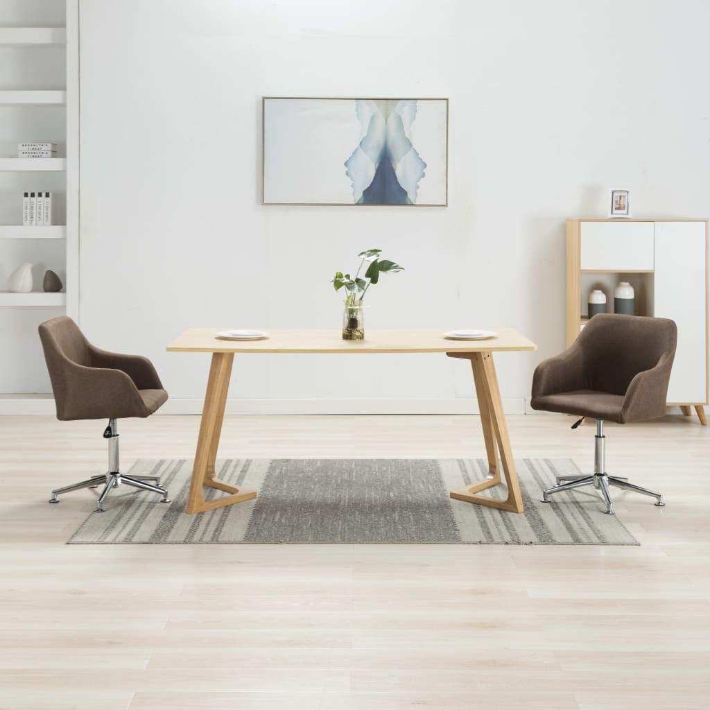Drejelige spisebordsstole 2 stk. stof brun