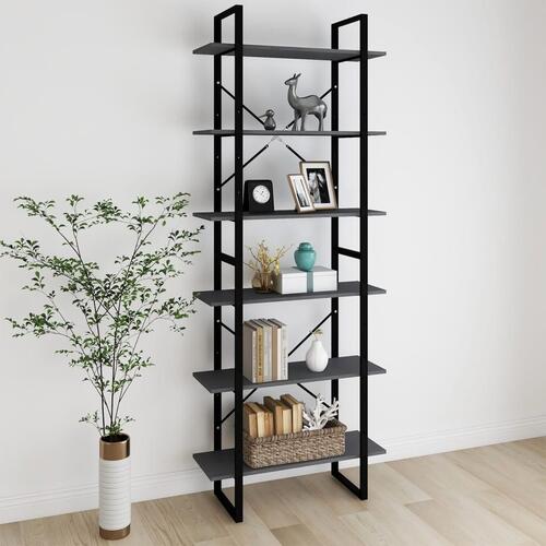 Reol 80x30x210 cm massivt fyrretræ grå