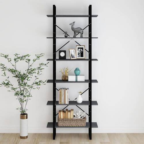 Reol 80x30x210 cm massivt fyrretræ grå