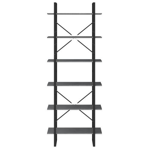 Reol 80x30x210 cm massivt fyrretræ grå