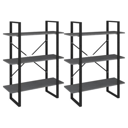 Reol 80x30x210 cm massivt fyrretræ grå