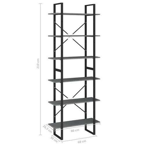 Reol 80x30x210 cm massivt fyrretræ grå