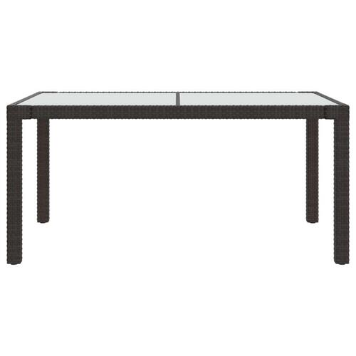 Havebord 150x90x75 cm hærdet glas og polyrattan brun