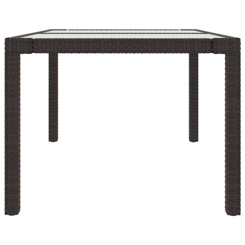 Havebord 150x90x75 cm hærdet glas og polyrattan brun