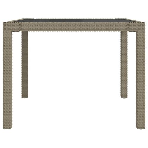 Havebord 90x90x75 cm hærdet glas og polyrattan beige