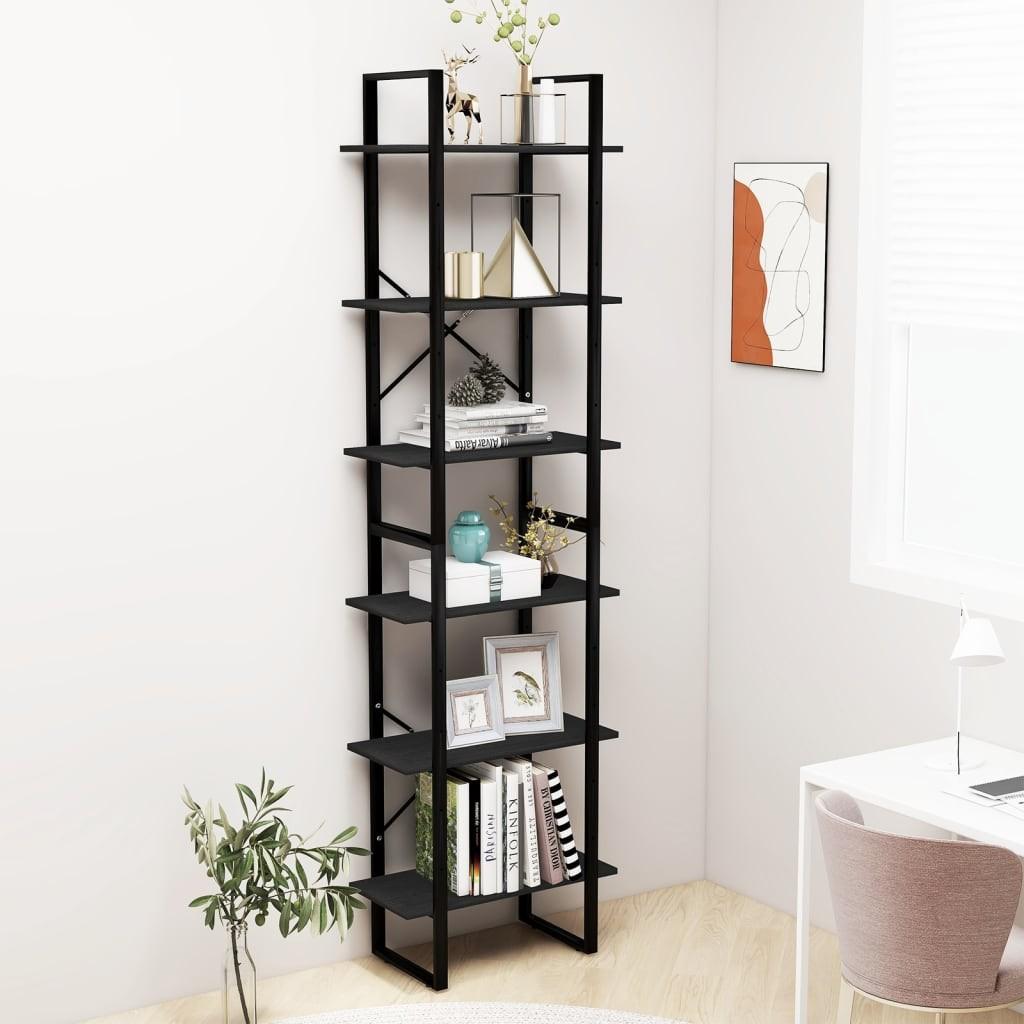 Opbevaringsreol 60x30x210 cm massivt fyrretræ sort