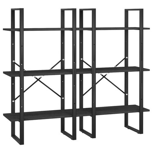 Opbevaringsreol 60x30x210 cm massivt fyrretræ sort