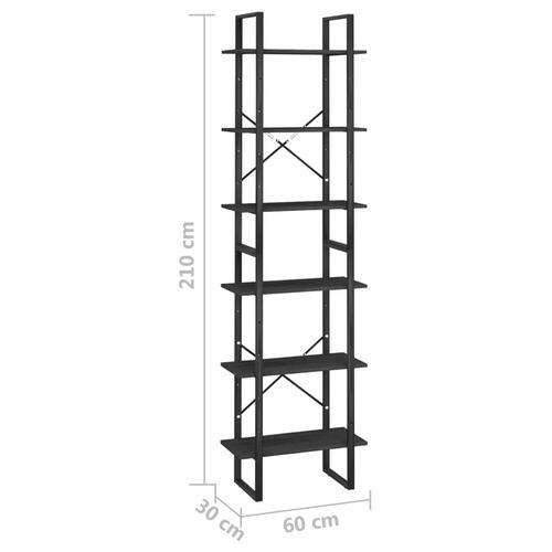 Opbevaringsreol 60x30x210 cm massivt fyrretræ sort