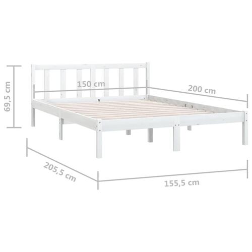 Sengeramme 150x200 cm King Size massivt fyrretræ hvid