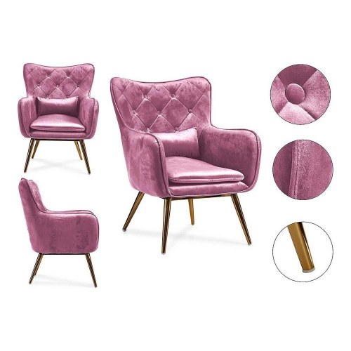 Lænestol - pink fløjl 68 × 92 × 70 cm