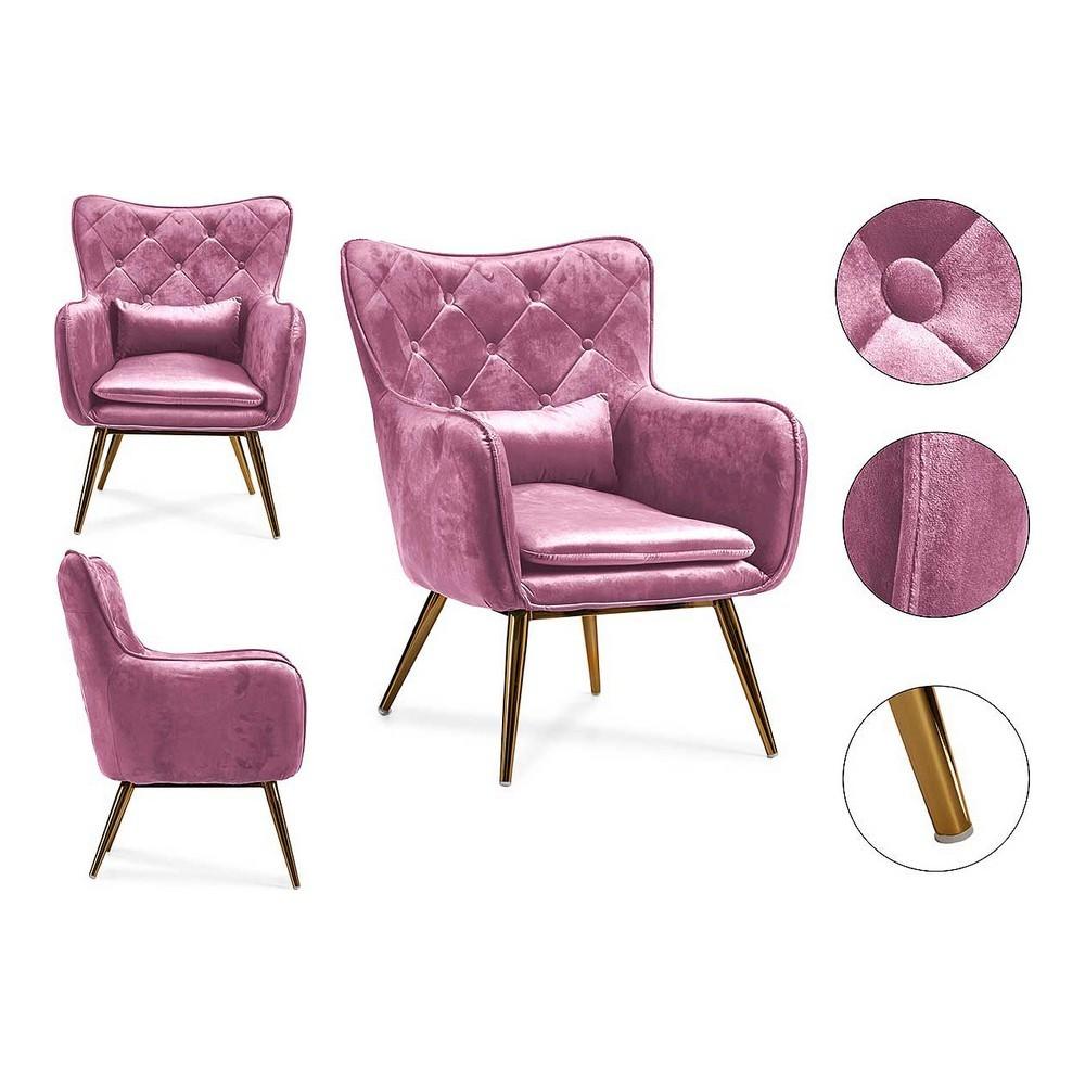 Lænestol - pink fløjl 68 × 92 × 70 cm