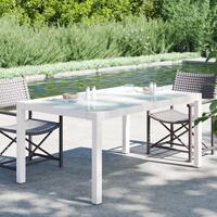 Havebord 150x90x75 cm hærdet glas og polyrattan hvid