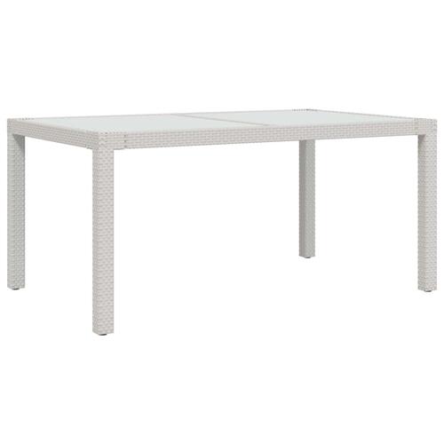 Havebord 150x90x75 cm hærdet glas og polyrattan hvid