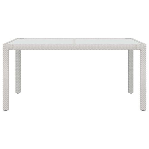Havebord 150x90x75 cm hærdet glas og polyrattan hvid