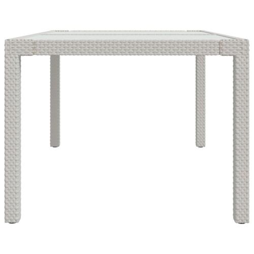 Havebord 150x90x75 cm hærdet glas og polyrattan hvid