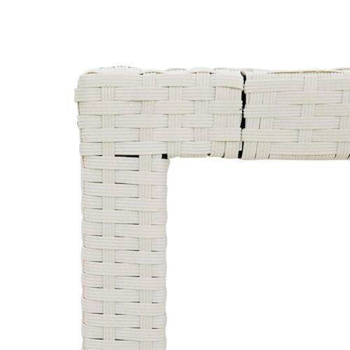 Havebord 150x90x75 cm hærdet glas og polyrattan hvid