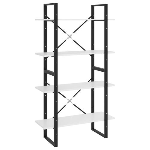 Bogreol med 4 hylder 80x30x140 cm konstrueret træ hvid