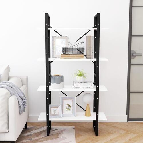 Bogreol med 4 hylder 80x30x140 cm konstrueret træ hvid