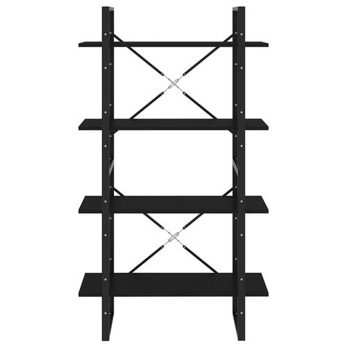 Bogreol med 4 hylder 80x30x140 cm konstrueret træ sort