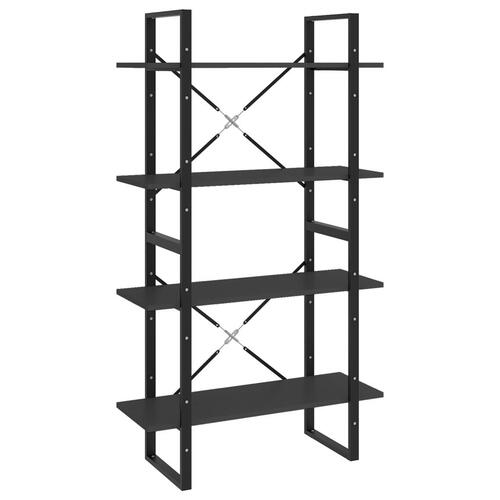 Bogreol med 4 hylder 80x30x140 cm konstrueret træ grå