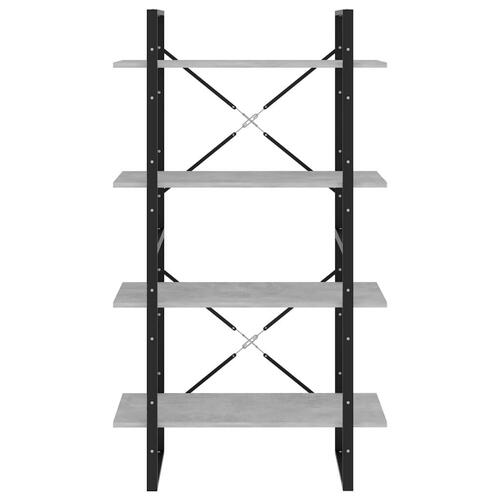Bogreol med 4 hylder 80x30x140 cm konstrueret træ betongrå