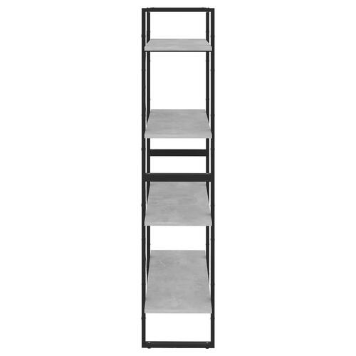 Bogreol med 4 hylder 80x30x140 cm konstrueret træ betongrå