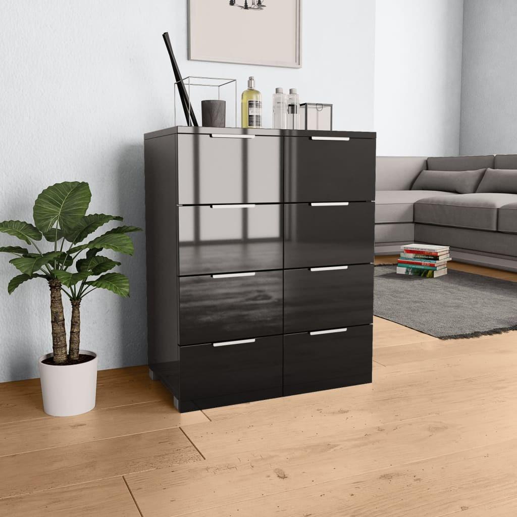 Kommode 60x35x80 konstrueret træ sort højglans