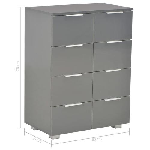 Skænk 60x35x80 cm spånplade grå højglans