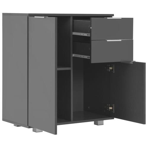 Skænk 71x35x80 cm konstrueret træ grå højglans