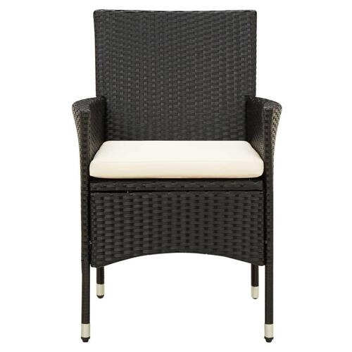 Havestole med hynder 2 stk. polyrattan sort