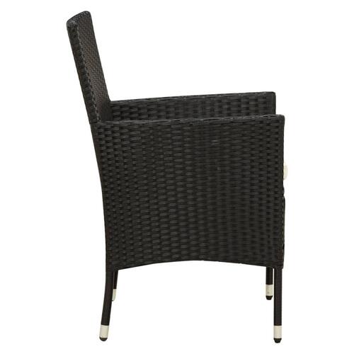 Havestole med hynder 2 stk. polyrattan sort