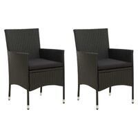 Havestole med hynder 2 stk. polyrattan sort