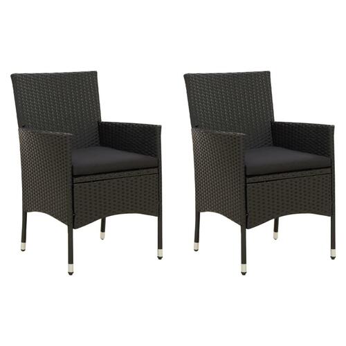 Havestole med hynder 2 stk. polyrattan sort