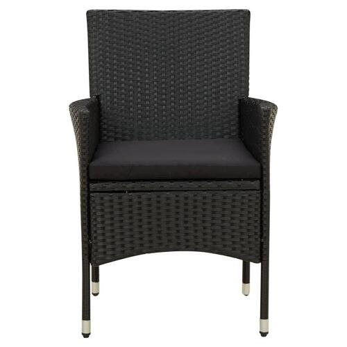 Havestole med hynder 2 stk. polyrattan sort