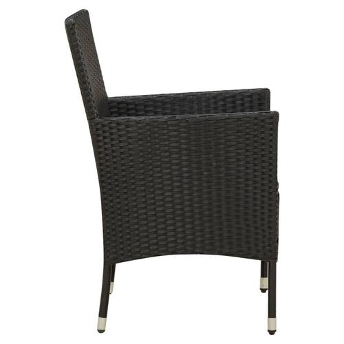 Havestole med hynder 2 stk. polyrattan sort