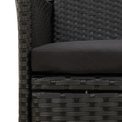 Havestole med hynder 2 stk. polyrattan sort