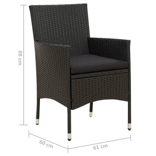 Havestole med hynder 2 stk. polyrattan sort