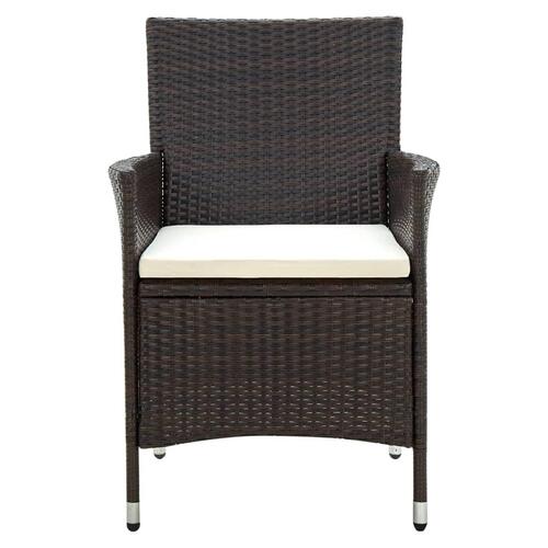 Havestole med hynder 4 stk. polyrattan brun