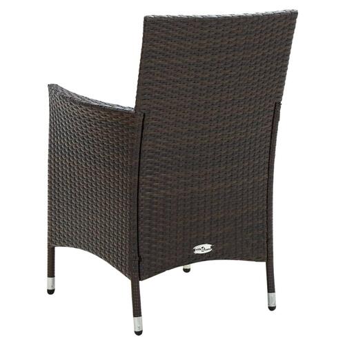 Havestole med hynder 4 stk. polyrattan brun