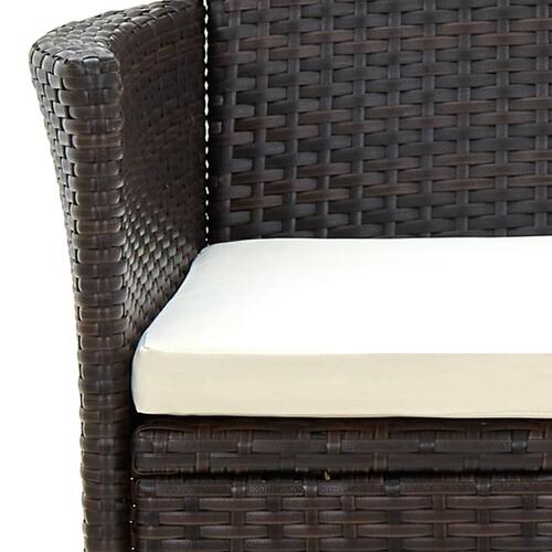 Havestole med hynder 4 stk. polyrattan brun