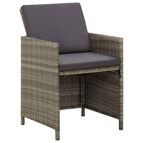 Havestole med hynder 4 stk. polyrattan grå