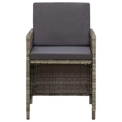 Havestole med hynder 4 stk. polyrattan grå