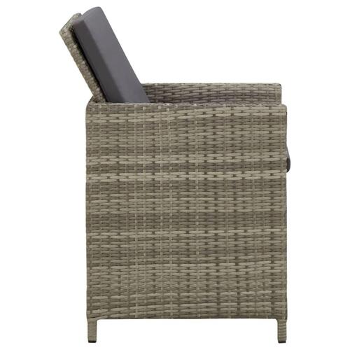 Havestole med hynder 4 stk. polyrattan grå
