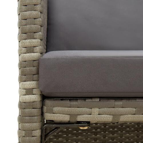 Havestole med hynder 4 stk. polyrattan grå