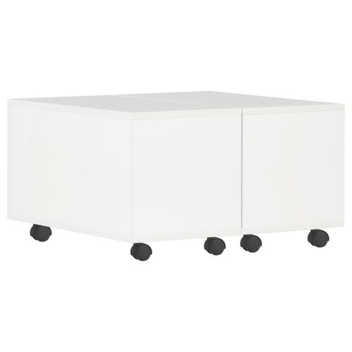 Sofabord 60x60x35 cm konstrueret træ hvid højglans